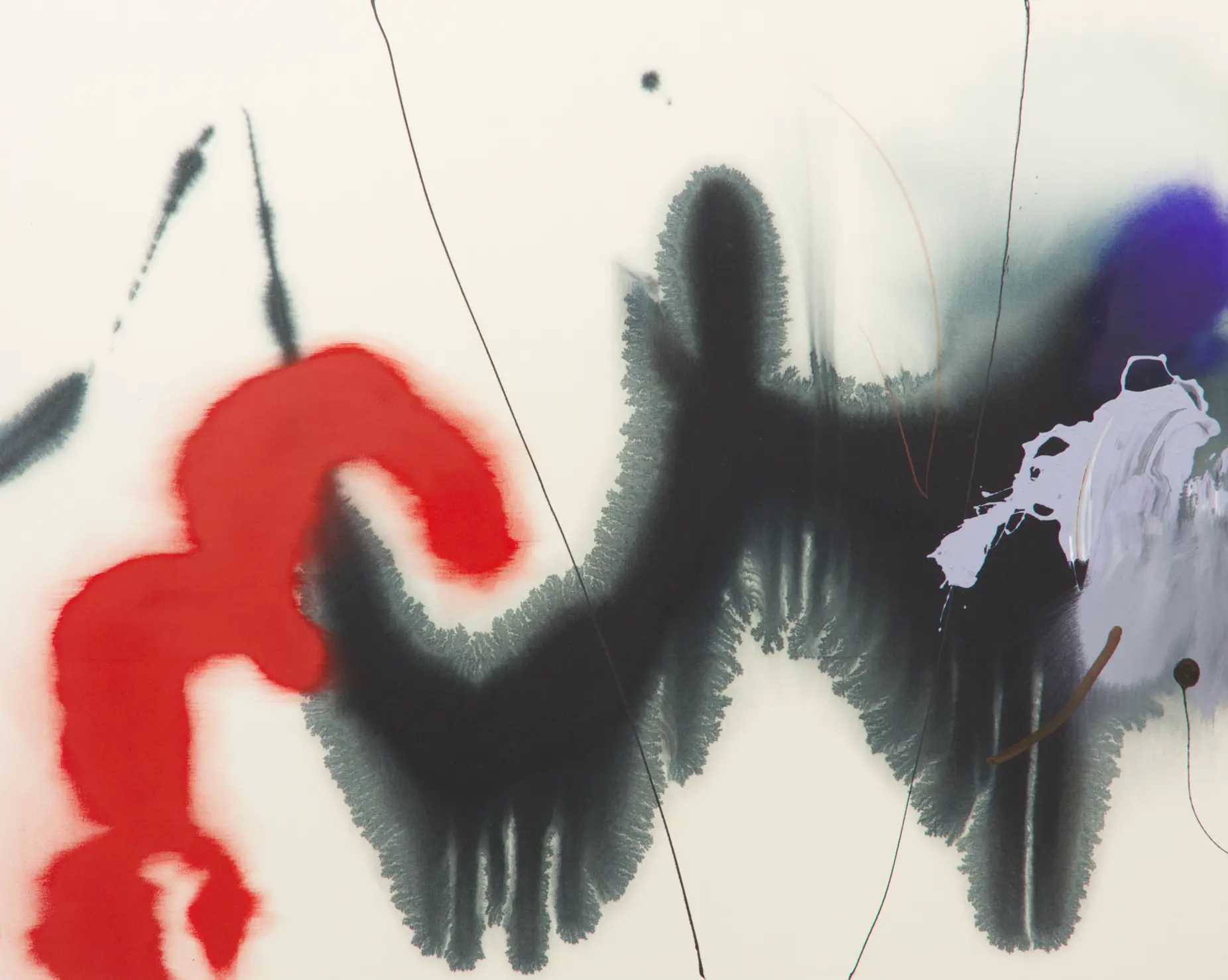 Hier sehen wir das Kunstwerk "At All" in der Technik " Acryl auf Leinwand" aus dem Jahr 2025 der Berliner Künstlerin "Helen Hu", vertreten durch die zeitgenössische Hamburger Kunstgalerie "Galerie von Wegen" mit Sitz im Levantehaus in den Mönckebergstraße 7. 