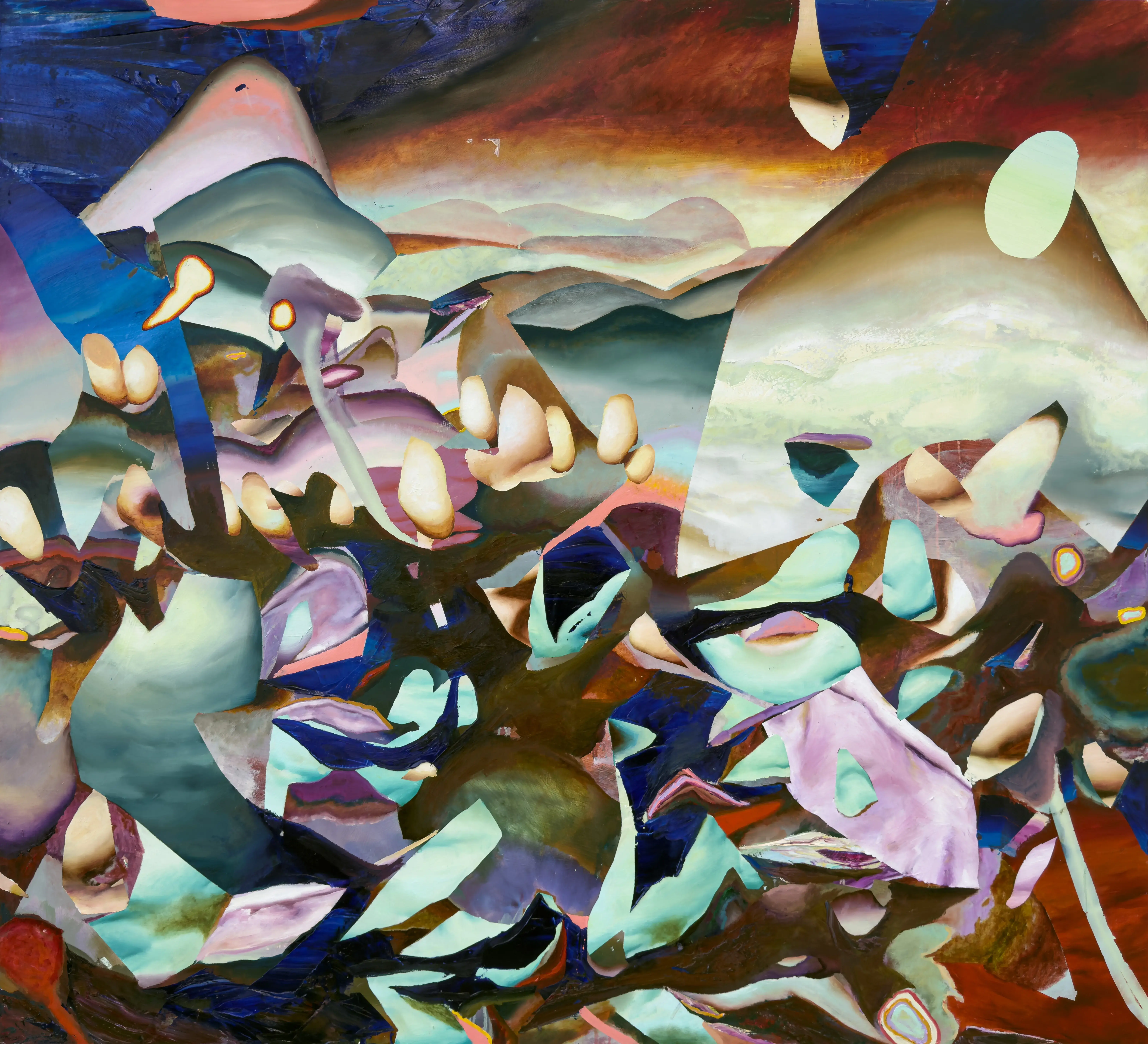 Hier sehen wir das Kunstwerk "Undercurrent" in der Technik "Öl & Mischtechnik auf Leinwand" aus dem Jahr 2026 des Hamburger Künstlers "Jakob Scheidt", vertreten durch die zeitgenössische Hamburger Kunstgalerie "Galerie von Wegen" mit Sitz im Levantehaus in den Mönckebergstraße 7. 