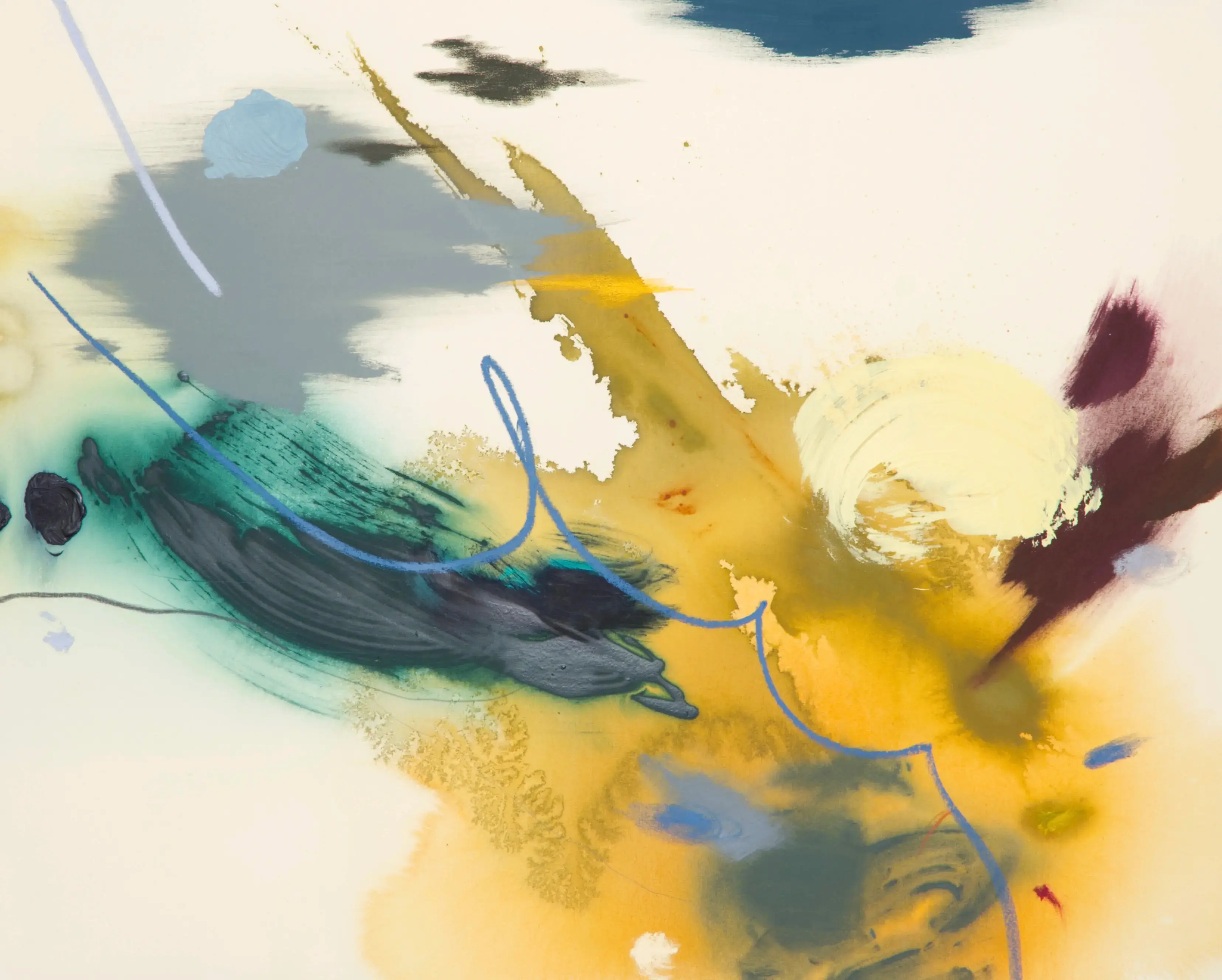 Hier sehen wir das Kunstwerk "Cloaked by Noise" in der Technik " Acryl auf Leinwand" aus dem Jahr 2026 der Berliner Künstlerin "Helen Hu", vertreten durch die zeitgenössische Hamburger Kunstgalerie "Galerie von Wegen" mit Sitz im Levantehaus in den Mönckebergstraße 7. 