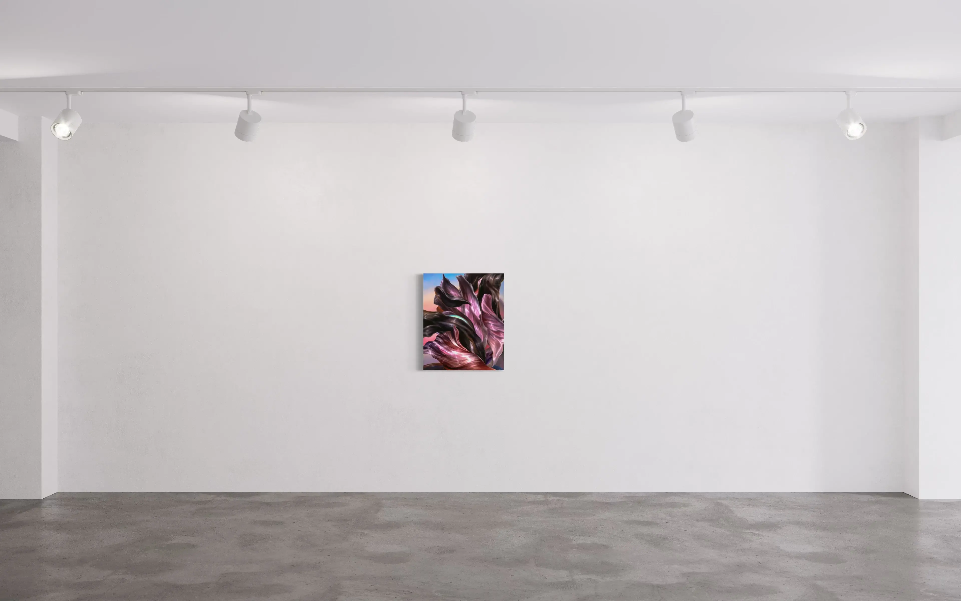 Hier sehen wir das Kunstwerk "Glimpse" in der Technik "Öl auf Leinwand" aus dem Jahr 2024 der Leipziger Künstlerin Philippa Brück, vertreten durch die zeitgenössische Hamburger Kunstgalerie "Galerie von Wegen" im Levantehaus in den Mönckebergstraße 7. 