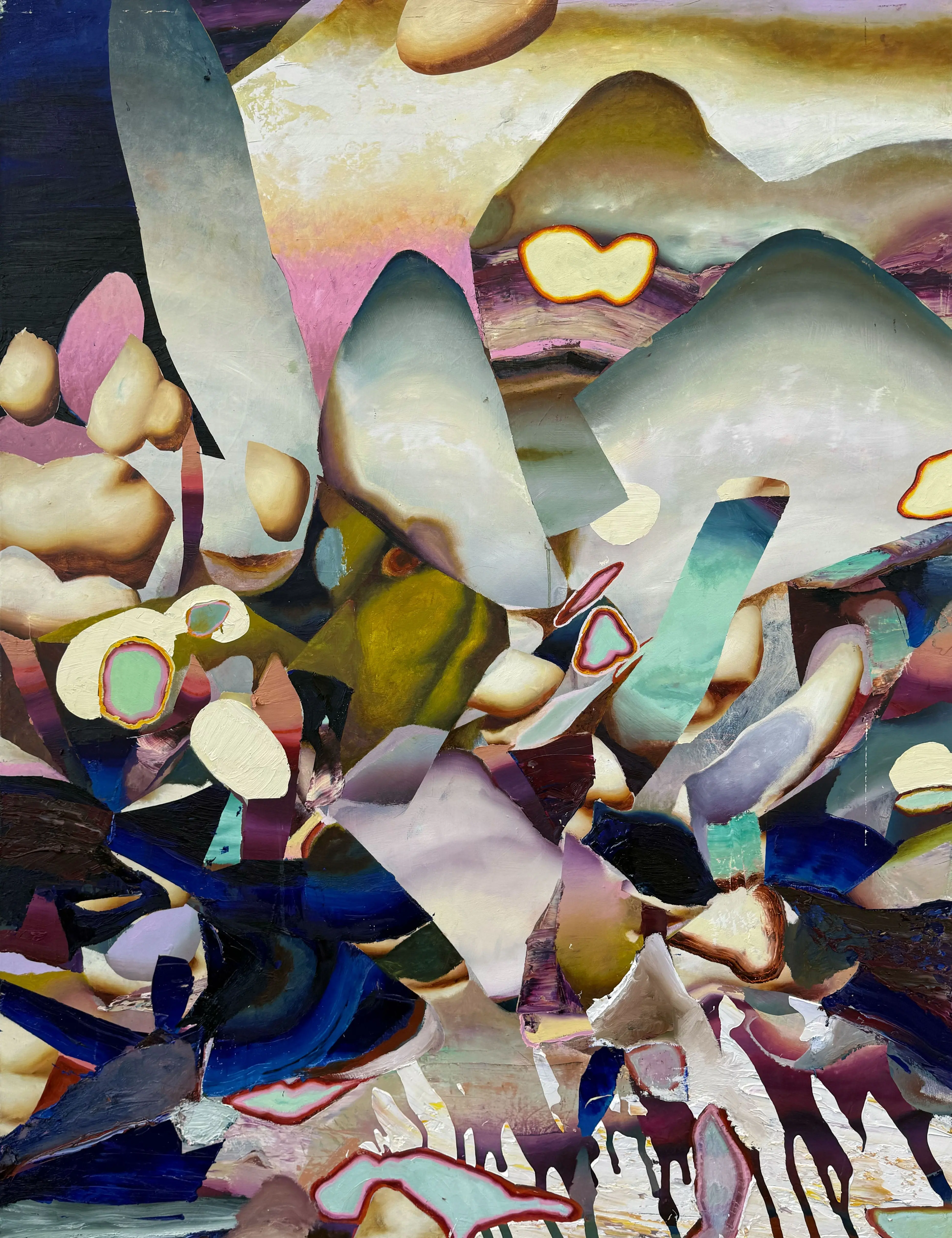 Hier sehen wir das Kunstwerk "Garnished With Fresh Herbs" in der Technik "Öl & Mischtechnik auf Leinwand" aus dem Jahr 2026 des Hamburger Künstlers "Jakob Scheidt", vertreten durch die zeitgenössische Hamburger Kunstgalerie "Galerie von Wegen" mit Sitz im Levantehaus in den Mönckebergstraße 7. 