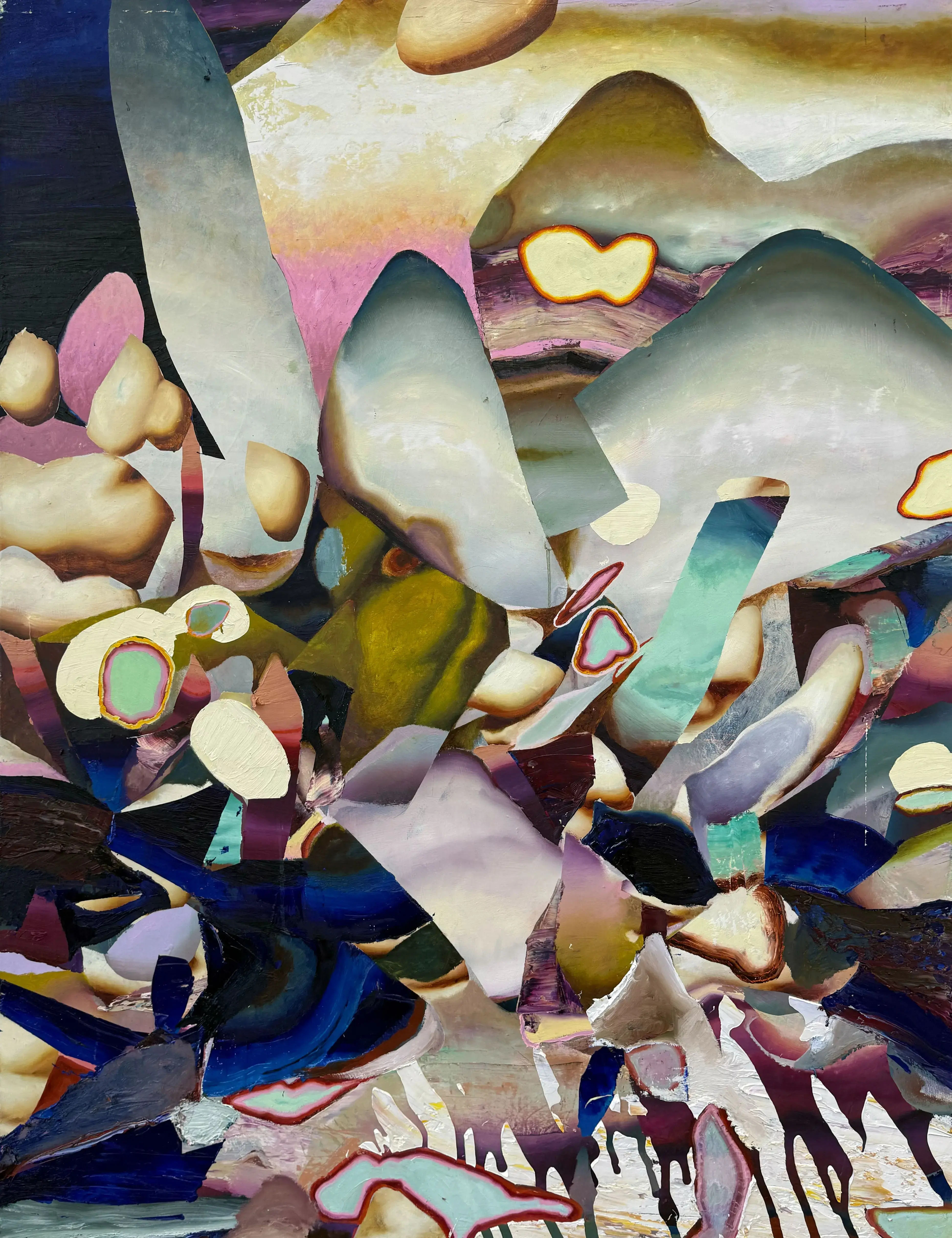 Hier sehen wir das Kunstwerk "Garnished With Fresh Herbs" in der Technik "Öl & Mischtechnik auf Leinwand" aus dem Jahr 2026 des Hamburger Künstlers "Jakob Scheidt", vertreten durch die zeitgenössische Hamburger Kunstgalerie "Galerie von Wegen" mit Sitz im Levantehaus in den Mönckebergstraße 7. 