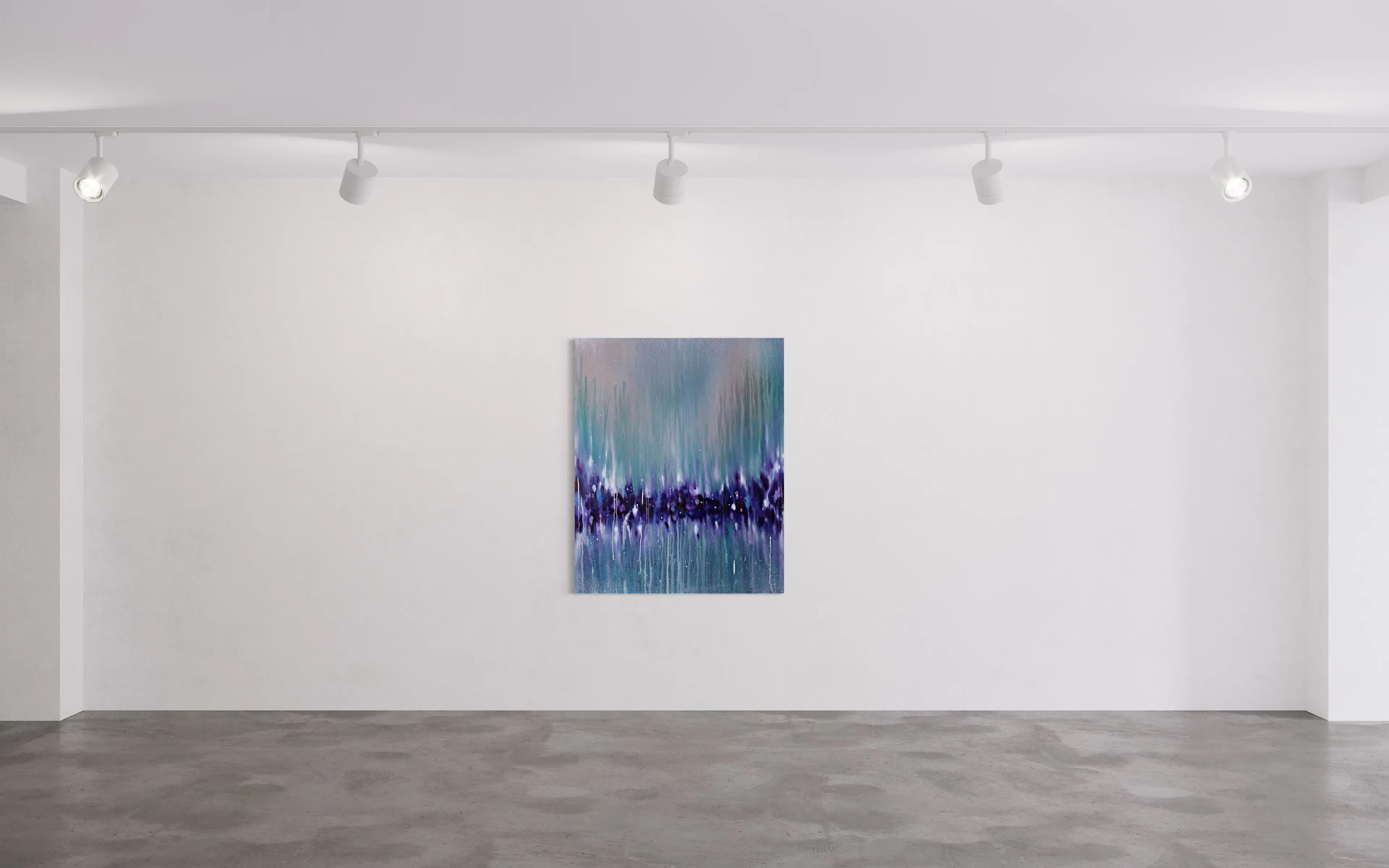 Hier sieht man das Werk "Blue Horizon #6" aus dem Jahr 2025 des Berliner Künstlers und Malers "KATSUHIKO MATSUBARA", vertreten durch die zeitgenössische Hamburger Kunstgalerie "Galerie von Wegen" mit Sitz im Levantehaus, in der Mönckebergstraße 7 in 20095 Hamburg.