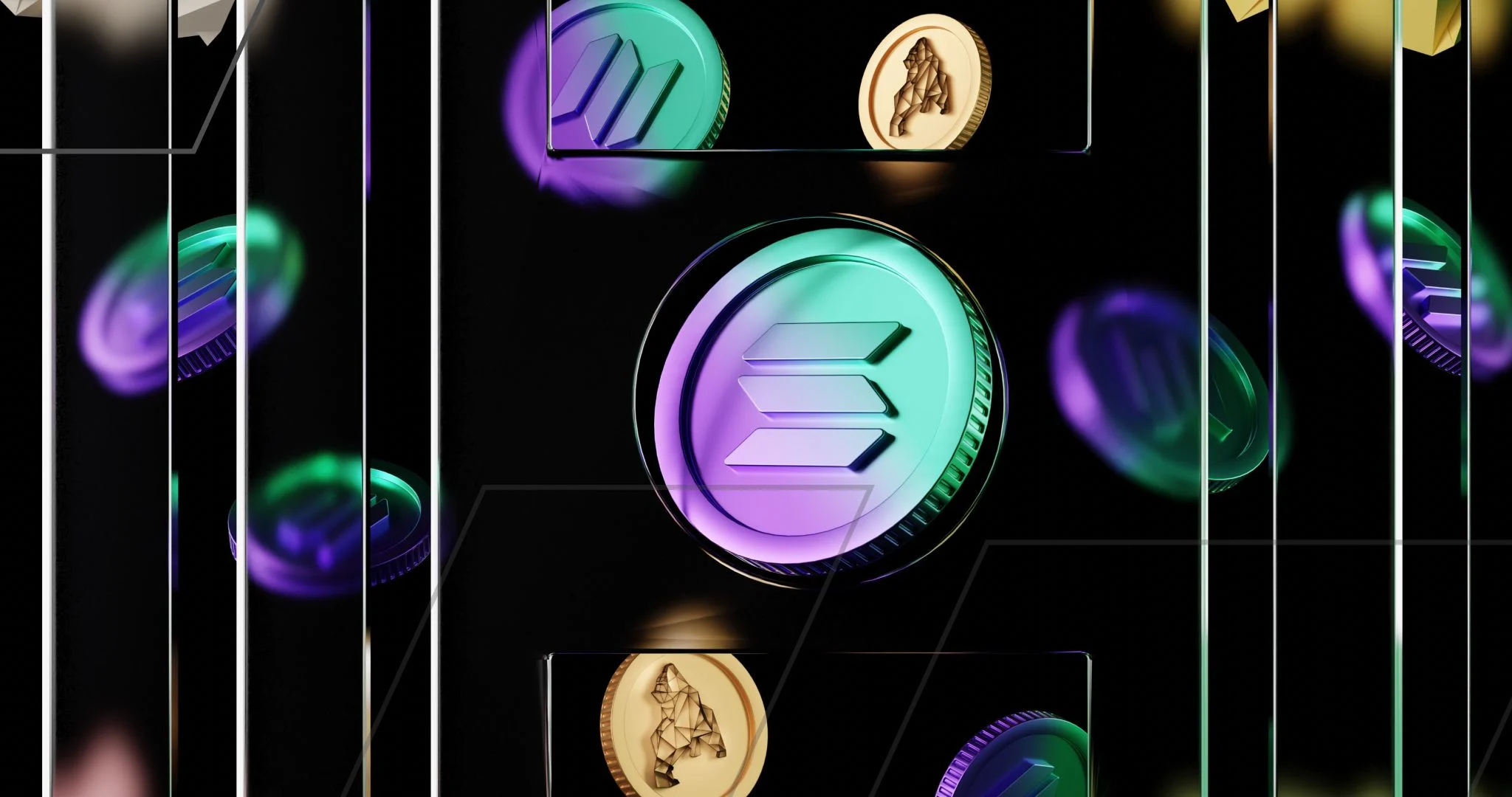 Solana coins floating in a digital background. Source: NFT.com