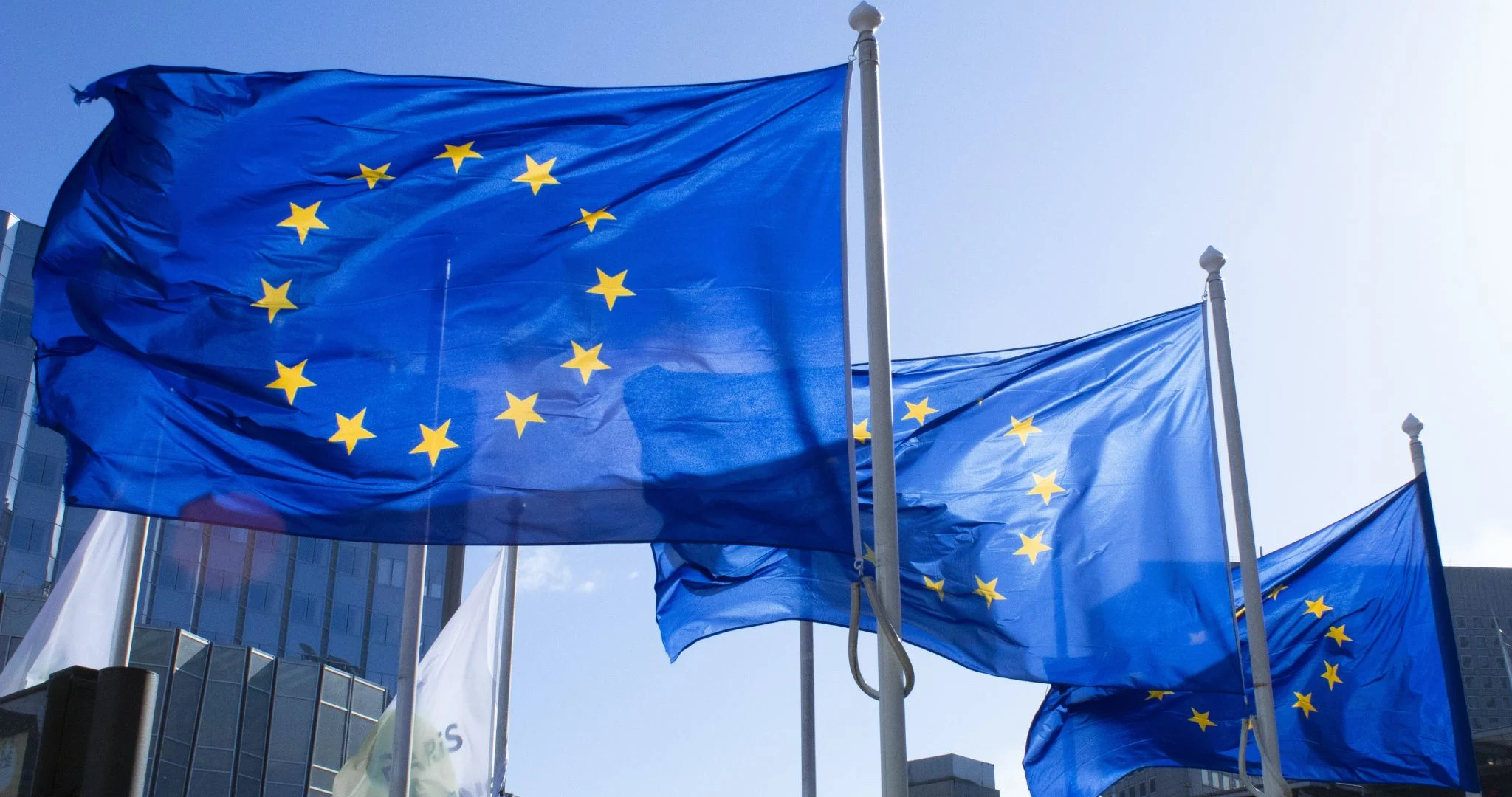 EU flags fluttering in the wind. Source: ALEXANDRE LALLEMAND / Unsplash