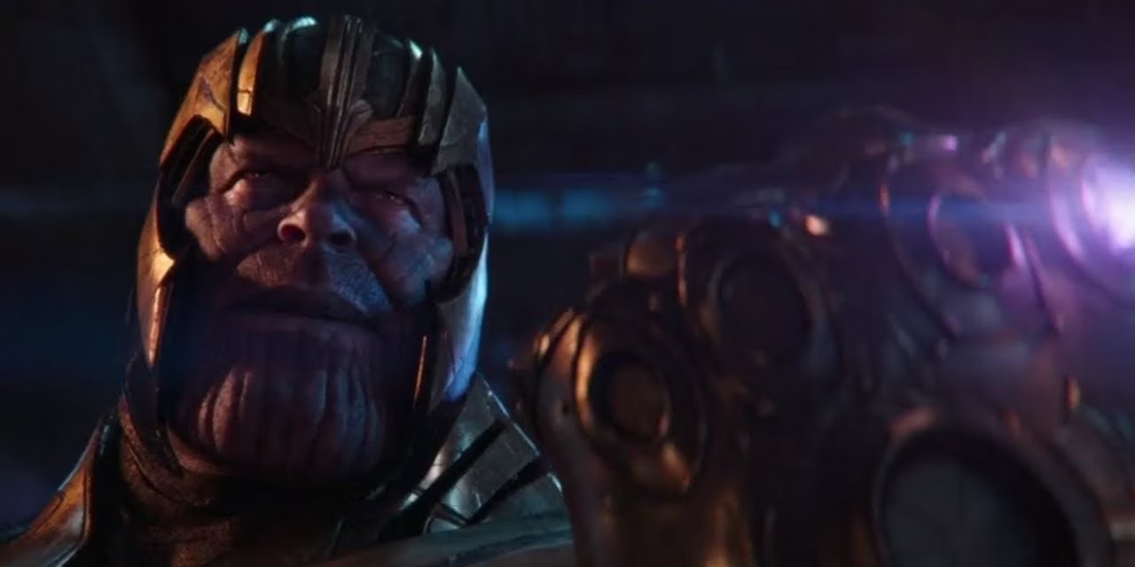 Thanos with the power stone in the gauntlet