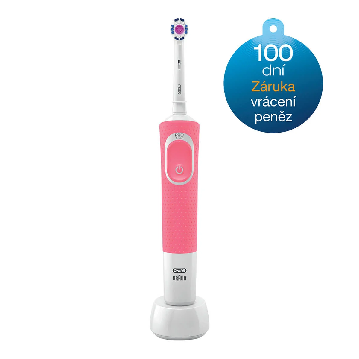 Oral-B Vitality 100 Pink 3D White Elektrický Zubní Kartáček 