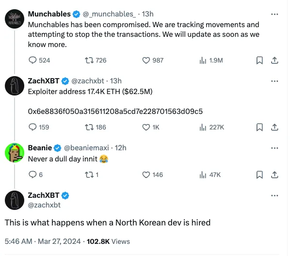 Social Media Reactions to Munchables Project Compromise