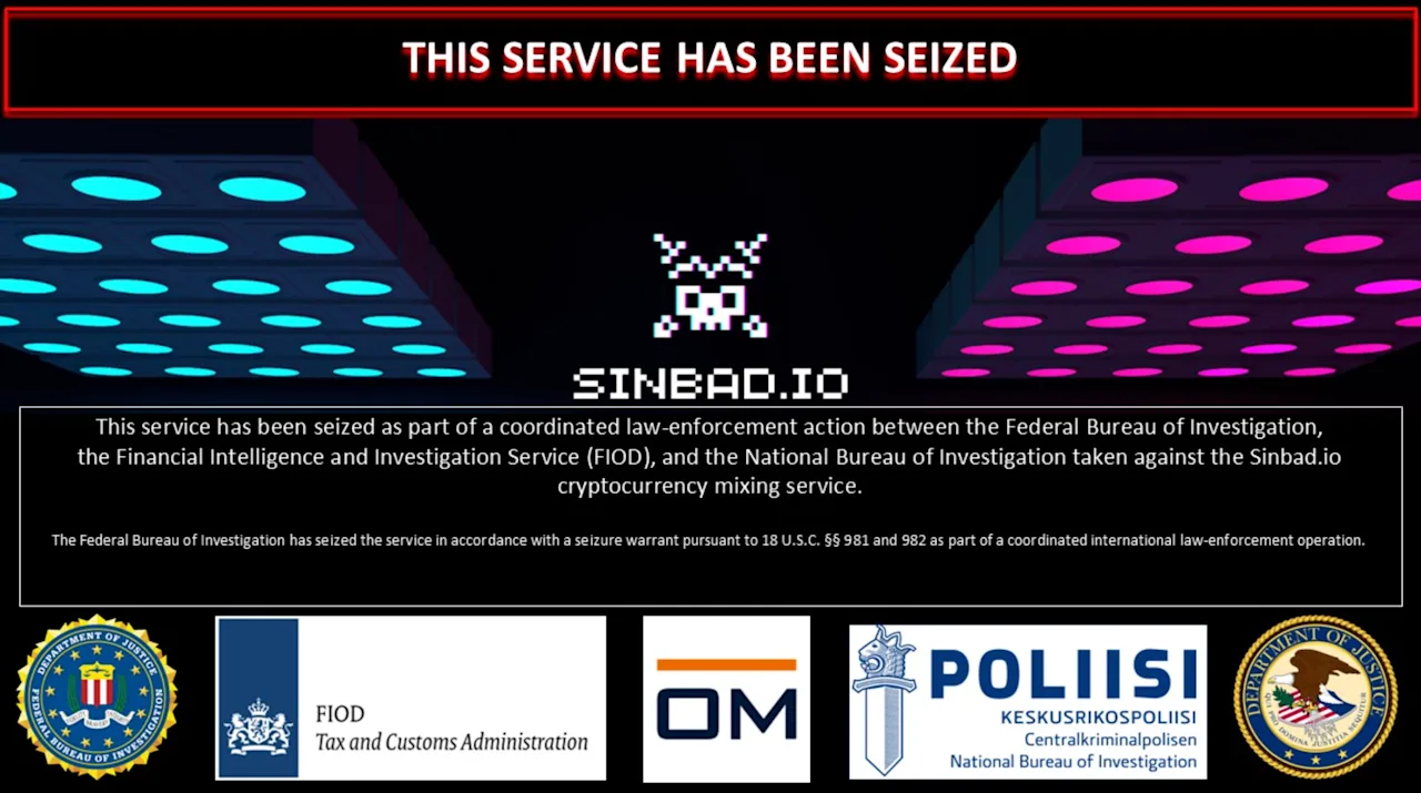 Official Seizure Notice for Sinbad.io Cryptocurrency Mixing Service