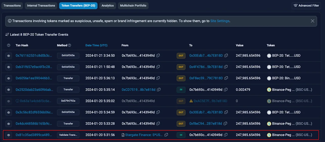 BEP-20 Token Transfer Events Overview