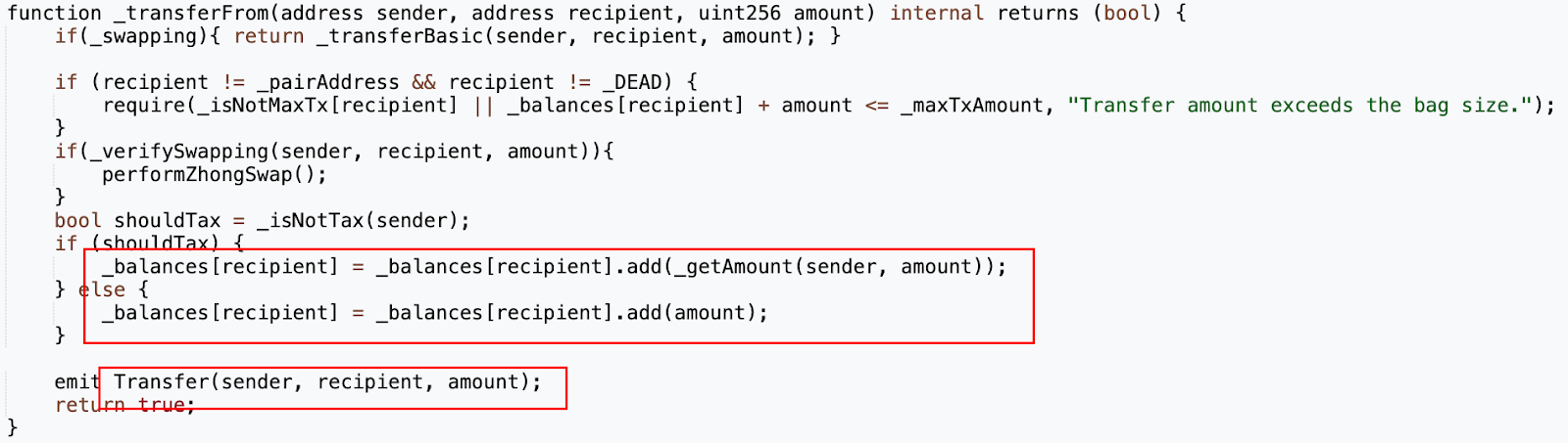 Smart Contract Code - Conditional Token Transfer Logic