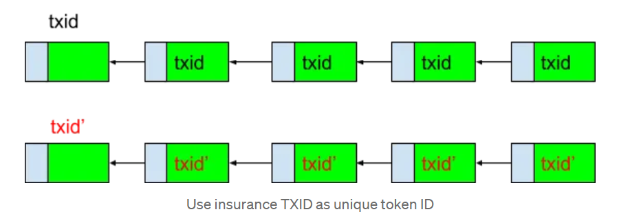Blockchain Transaction Chains with Unique Token IDs