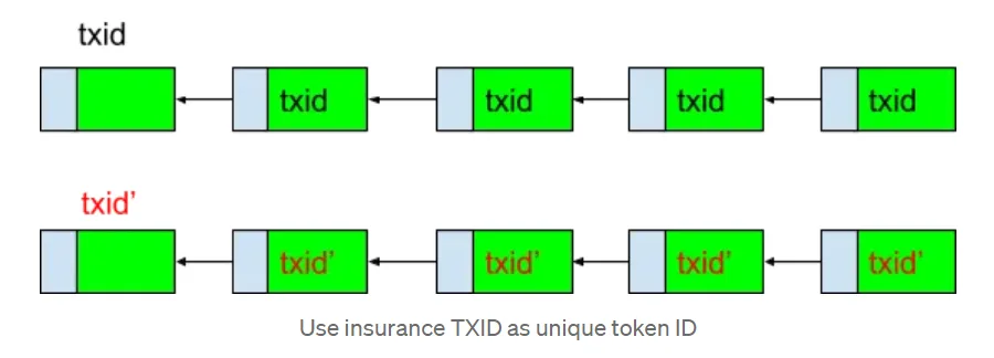 Blockchain Transaction Chains with Unique Token IDs