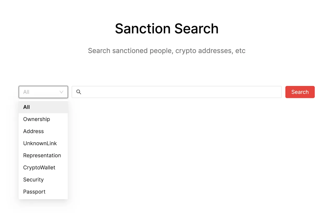 SkyInsights Sanction Search Web Interface