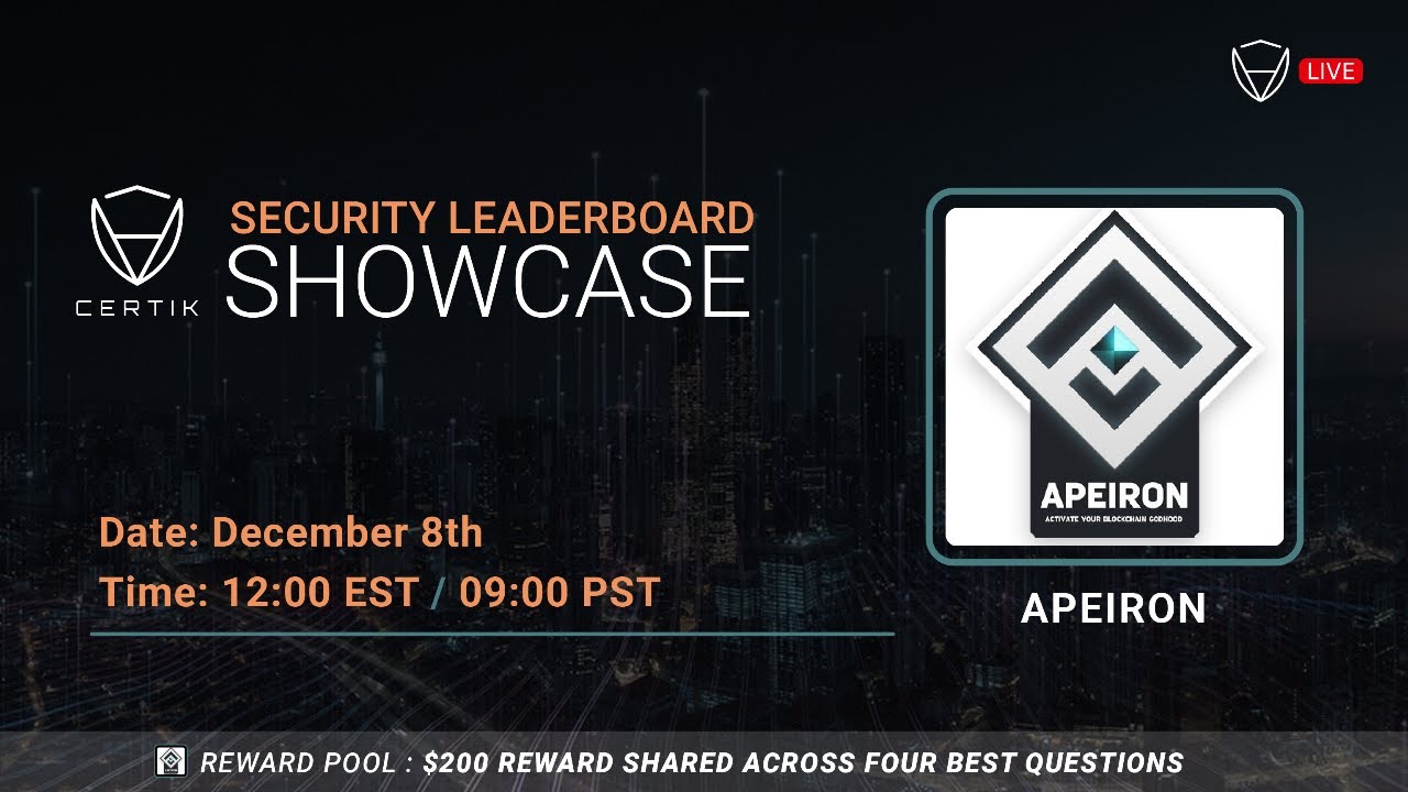 Security Leaderboard LIVE! Showcase x Apeiron | CertiK