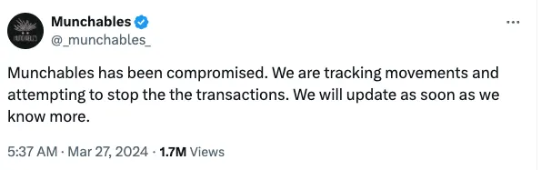 Munchables Project Compromise Announcement