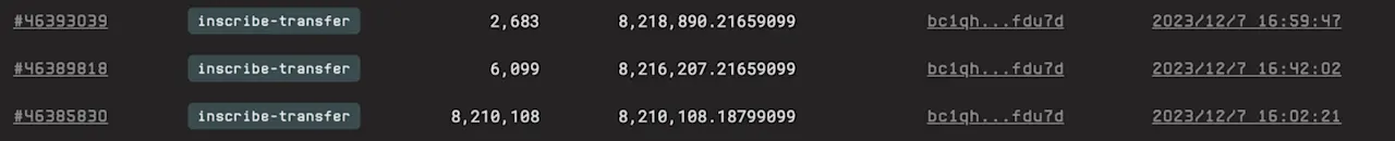 Blockchain Transaction Records Display