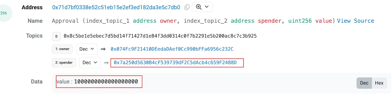Blockchain Approval Transaction Details