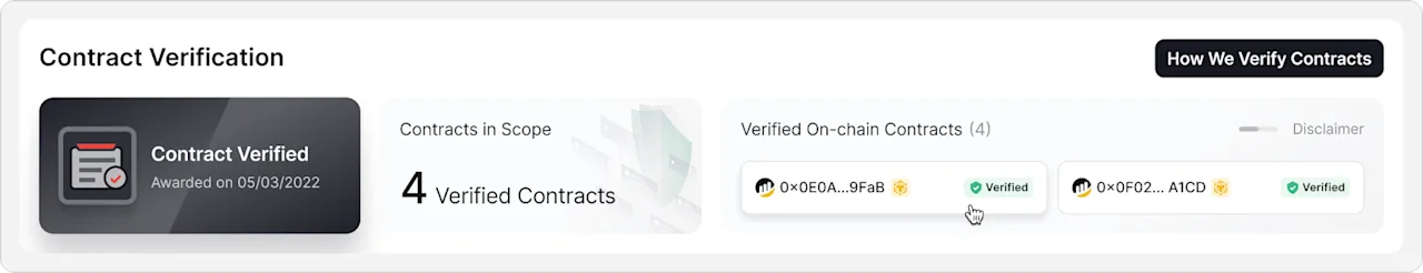 Smart Contract Verification Summary Dashboard