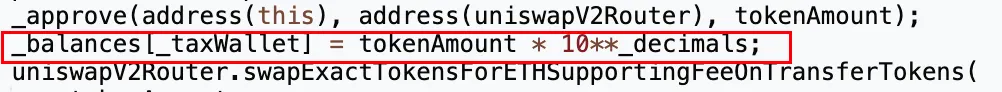 Smart Contract Code - Tax Wallet Balance Update