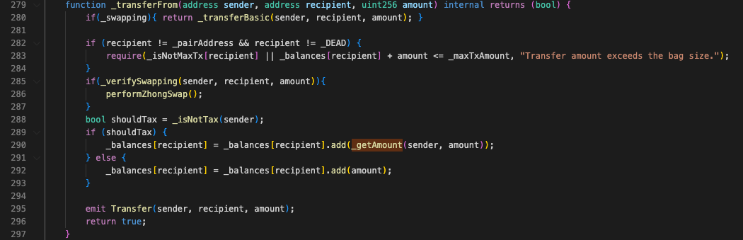 Smart Contract Code - Conditional Token Transfer Logic