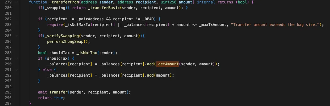 Smart Contract Code - Conditional Token Transfer Logic