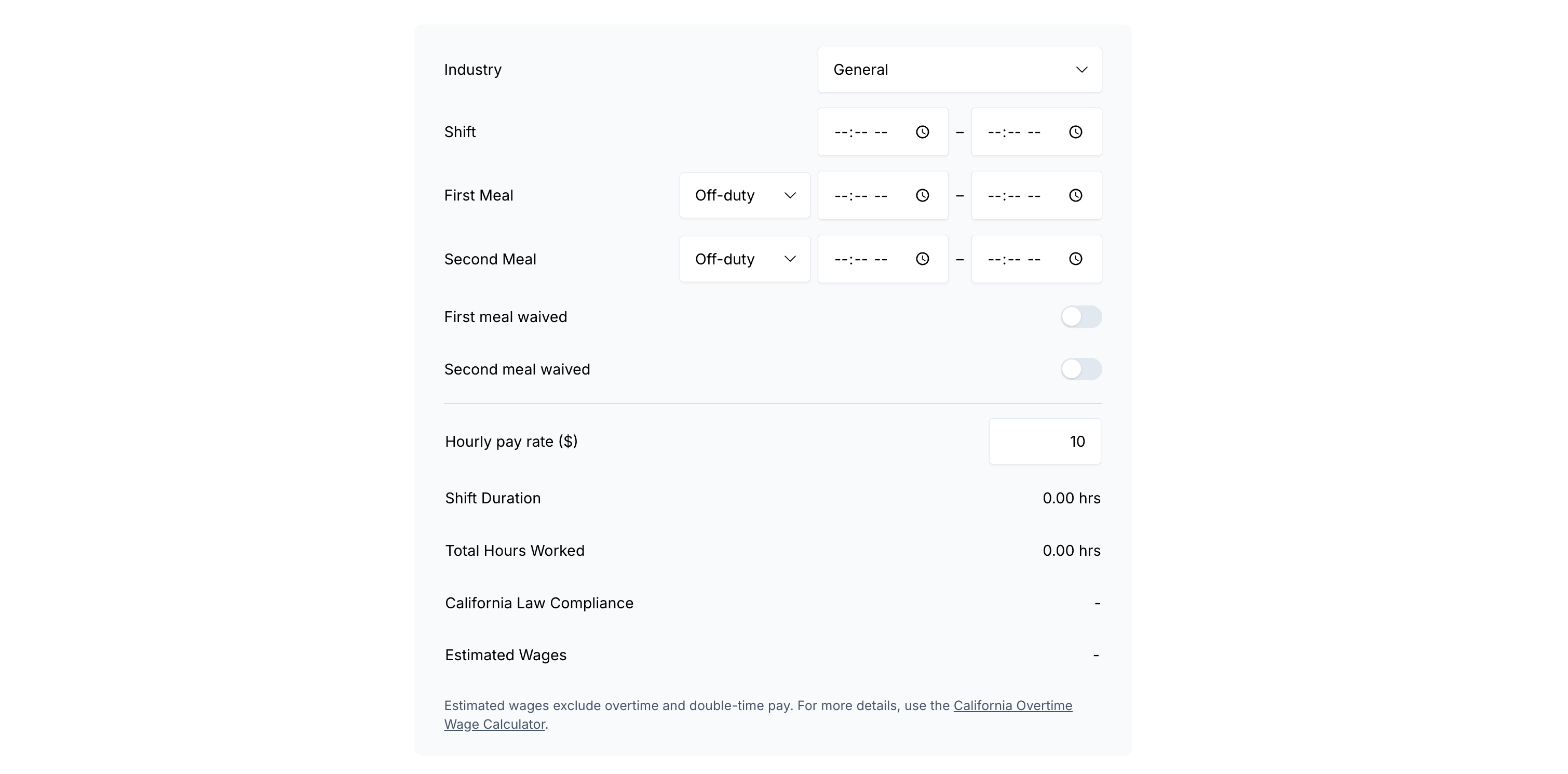 california-meal-break-calculator-2025-screenshot