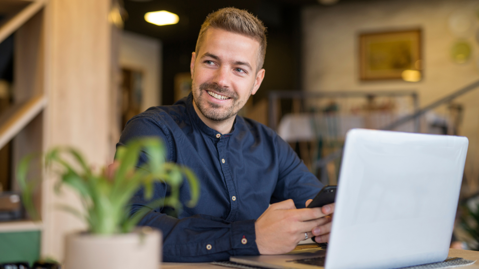 man sitting in a café