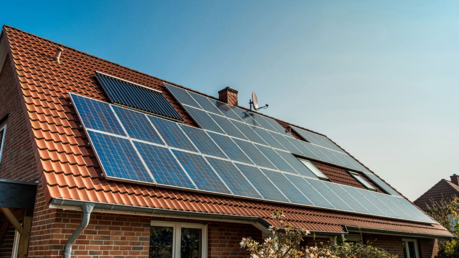 solar panels on roof