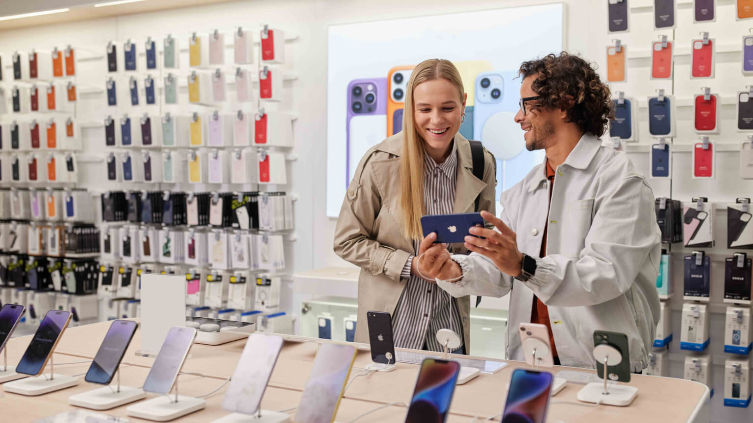 man and woman shopping