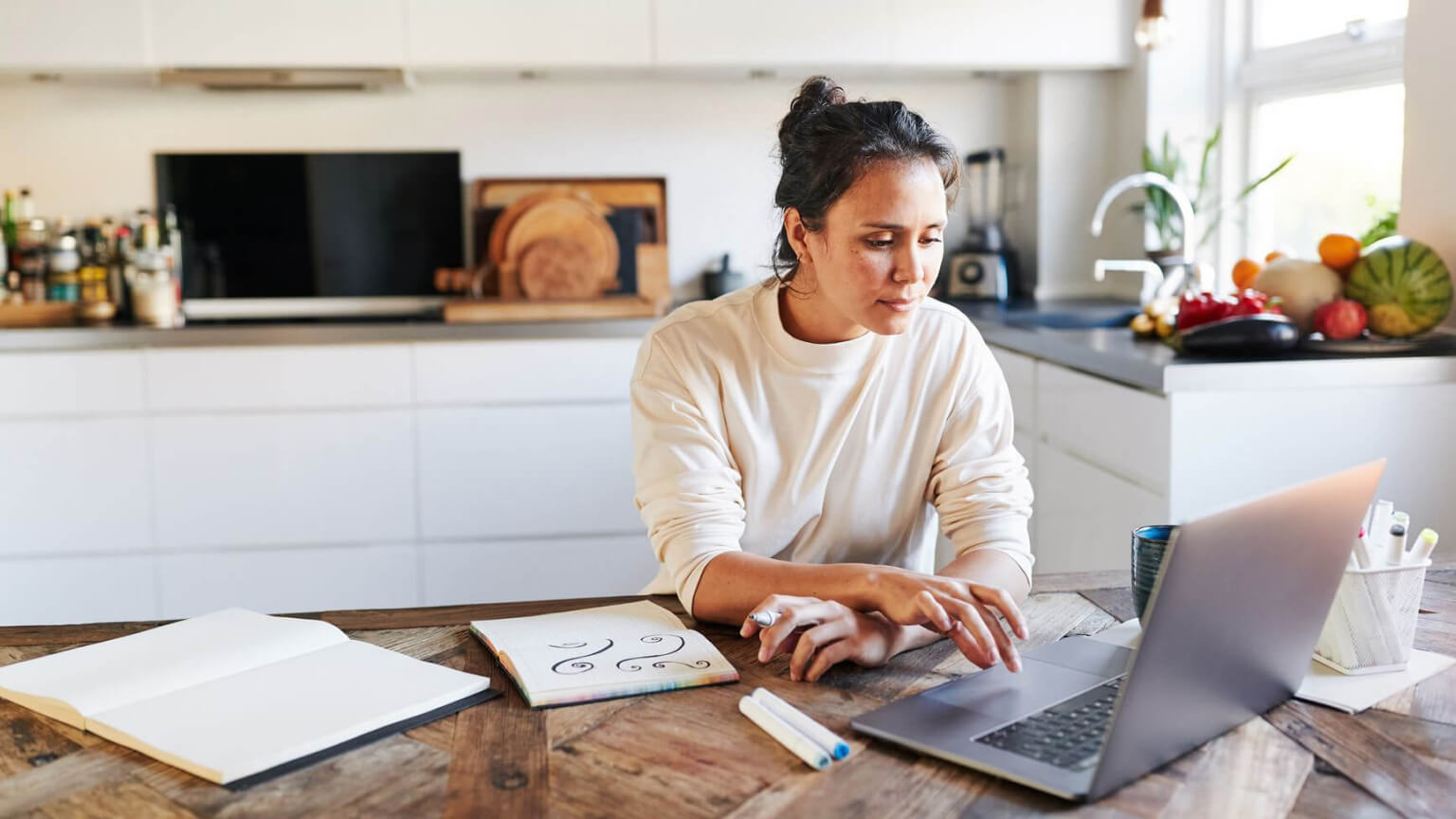 woman working with laptop