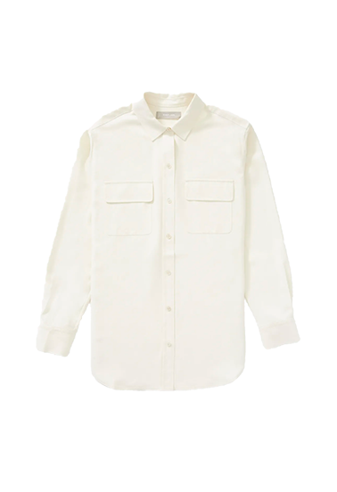 EVERLANE The Washable Silk Relaxed Shirt in white
