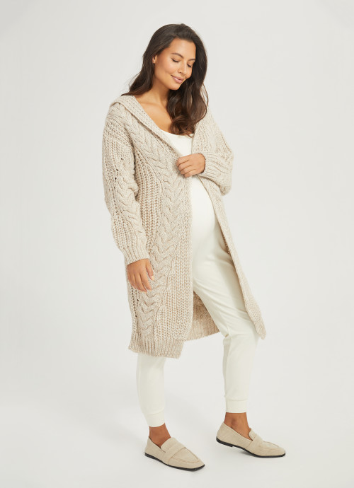 A PEA IN THE POD Beige Hooded Cardigan
