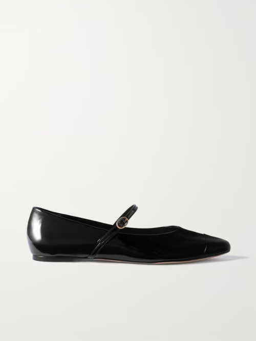 PORTE & PAIRE Patent-leather Mary Jane ballet flats