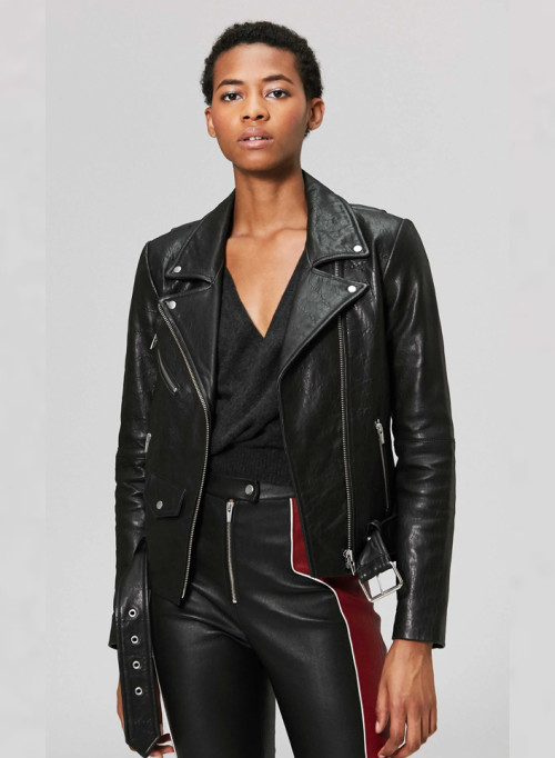 Veda Jayne Classic Leather Jacket Black