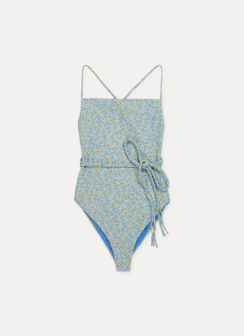 Hibiscus Floral One Piece in blue 