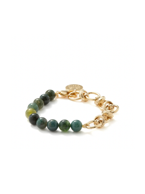 BY ALONA Ayla agate & 18kt gold-plated bracelet in green