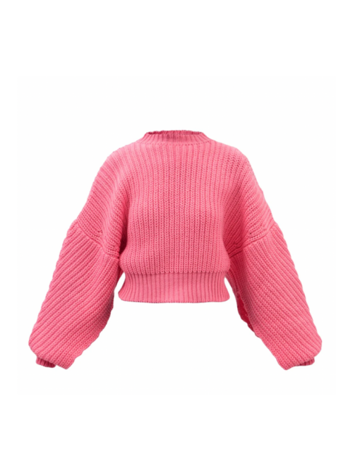 A.W.A.K.E. MODE Cold-shoulder open-sleeve wool-blend sweater in hot pink