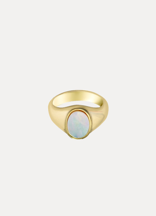 ARGENTO VIVO Gold Mother of Pearl Signet Ring