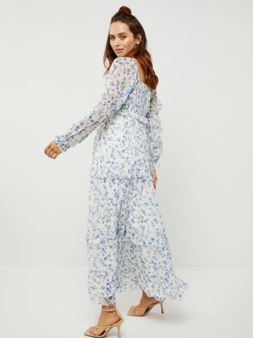 A PEA IN THE POD Smocked Bodice Floral Maxi Maternity Dress