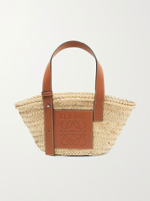 LOEWE
Small leather-trimmed woven raffia tote