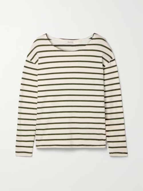 NILI LOTAN Arlette striped cotton-jersey shirt