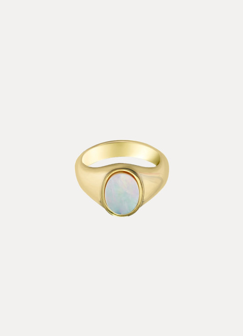 ARGENTO VIVO Gold The Mother of Pearl Signet Ring