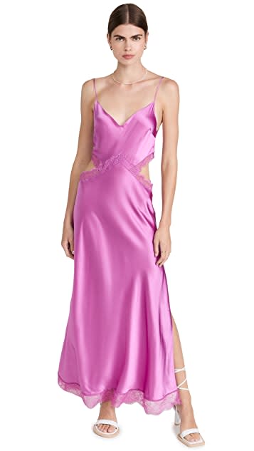 DANNIJO Lace Cut Out Slip Dress in purple