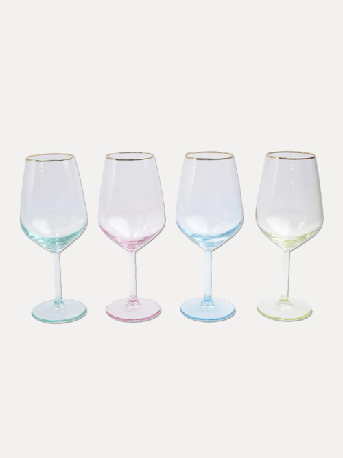VIETRI Rainbow Assorted Wine Glasses - Set of 4
