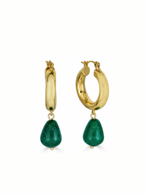 Rendor Paige Earrings gold with green gem