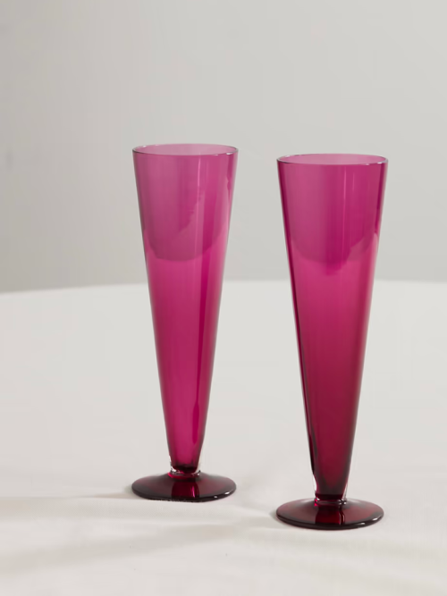 EMPORIO SIRENUSE Aria set of two Murano glass champagne flutes