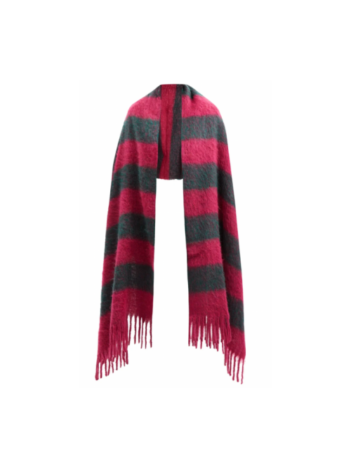 MARNI Striped arm-hole knitted scarf pink and gray