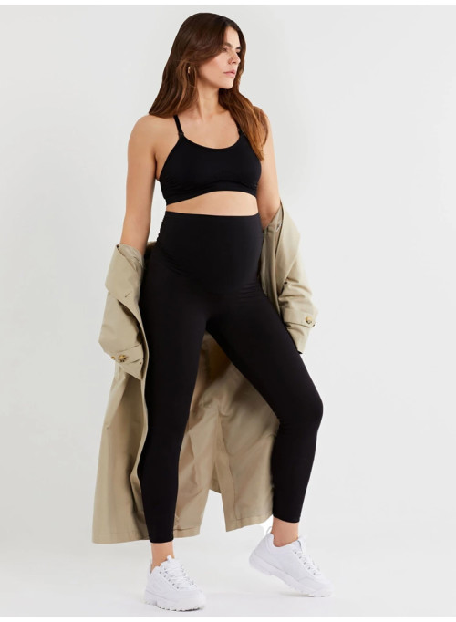 A Pea In The Pod Black Luxe Essentials Ultra Soft  Secret Fit Belly Maternity Leggings