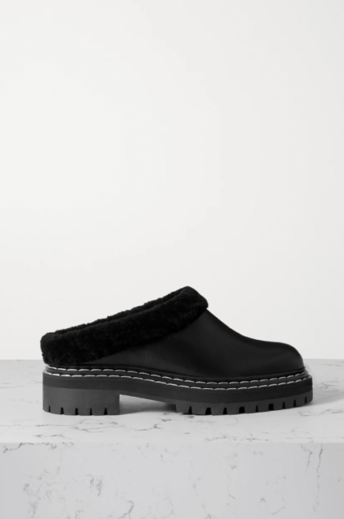 PROENZA SCHOULER
Black Shearling-lined leather mules